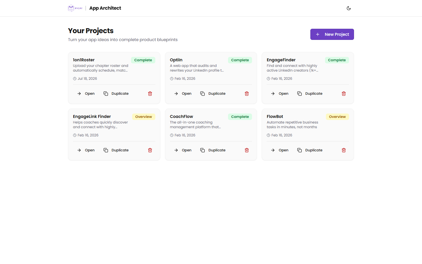evyAI App Architect screenshot